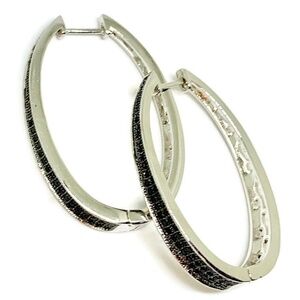 Gloria Oval Cz Silver Plated Hoops Earrings